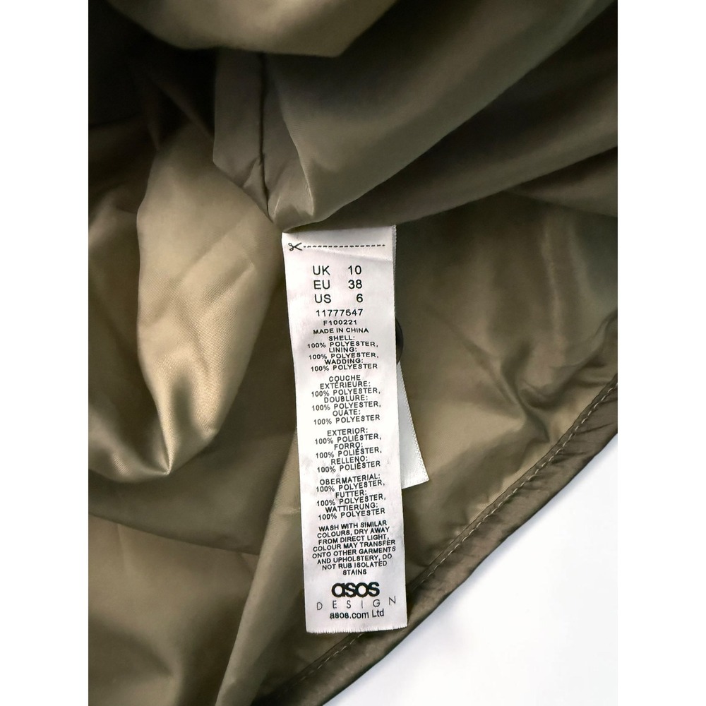 ASOS DESIGN Womens Quilted Vest Olive Green Onion Stitch Button Front Pockets XL - Picture 10 of 10